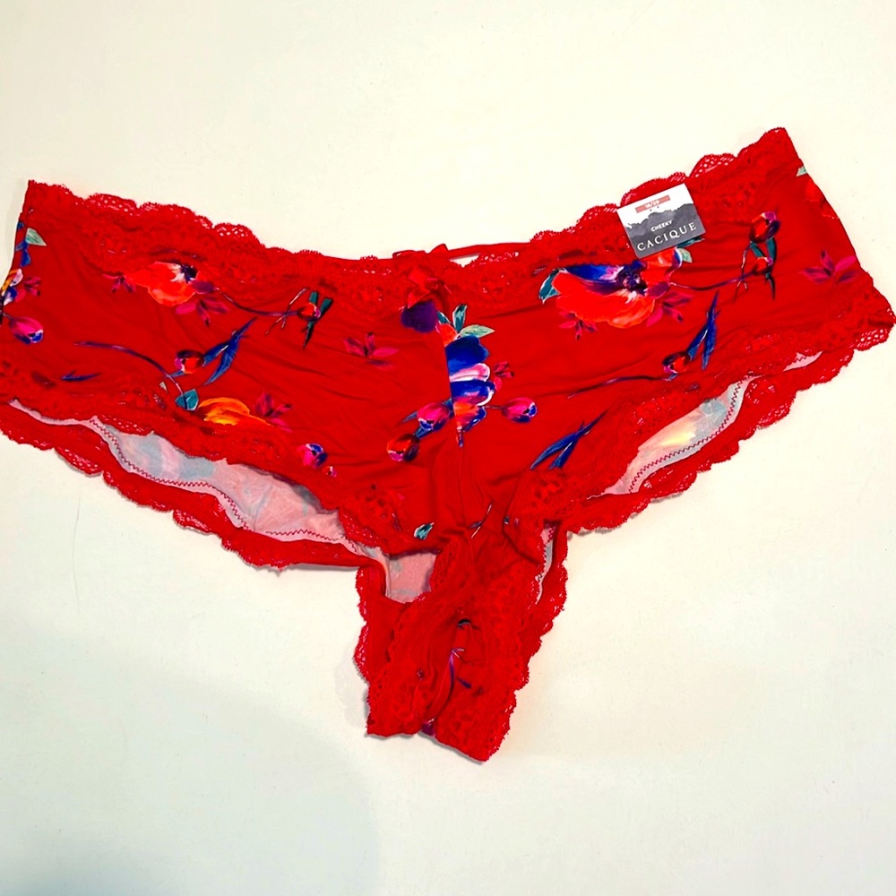 Cacique 18/20 Cheeky Lace Panties Underwear Red